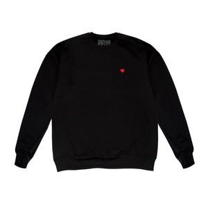 Black Crewneck with Embroidered Heart